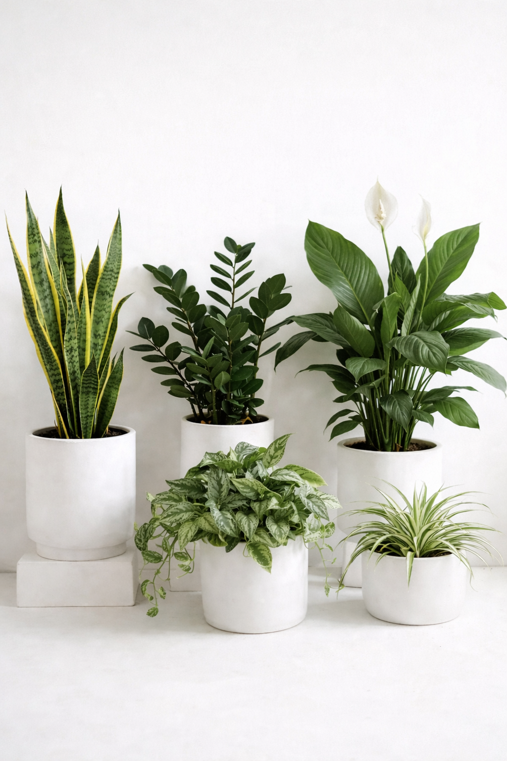best indoor plants for beginners low light in white pots indoors